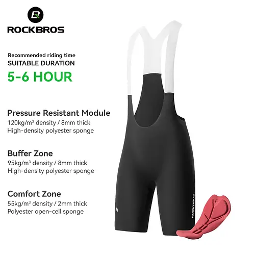 ROCKBROS Summer Cycling Bib Shorts Lightweight Breathable Anti-slip Bib Pants Elastic Comfortable Soft Pad Men Cycling Shorts