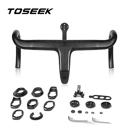 TOSEEK Carbon Handlebar Road Carbon handlebar Drop bar T800 Carbon Integrated Handlebar Di2 Bicycle Accessories Carbon Drop bar