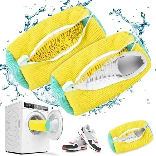 Machine Washable Shoe Washing & Drying Bag with Soft Fiber - Durable Polyester Laundry Protector for Shoes Adjustable Strap