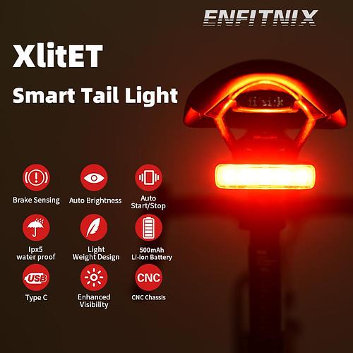 New Xlitet Auto Start Stop Brake Sensing Flashlight For Bicycle Rear Light Led Cycling Xlite 100 Cubeliteii 200 Taillight - Bicycle Lights