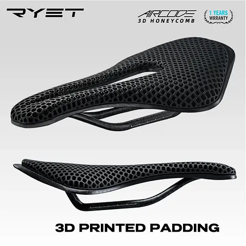 RYET 3D Printed Bike Saddle Ultralight Carbon Fiber Hollow Comfortable Breathable MTB Gravel Road Bicycle Cycling Seating Parts