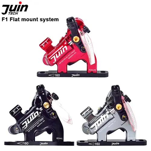 Juin Tech F1 Hybrid Hydraulic Flat Mount Disc Brake Cyclocross Bicycle Bike Disc Brake Caliper Road Bike Caliper Set 160mm Rotor  
