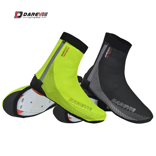 DAREVIE Cycling Shoes Covers Pu Rubber Waterproof Overshoes Cycling Windproof Cycling Lock Shoes Cover Pro Bike Shoes Cover