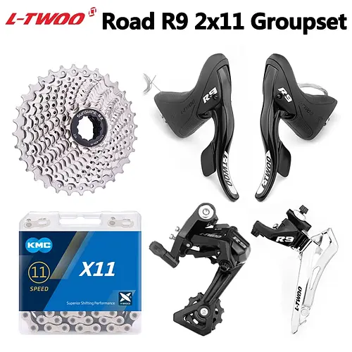 LTWOO-Road Bike Derailleurs, Chain Cassettes, Groupset for R7000 R5800 2X11V, 2x11 Speed, 22S, FD + RD + KMC X11, 11V Kit 