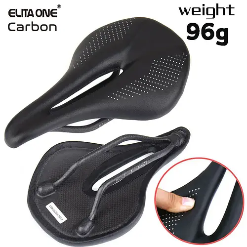 ELITA ONE Super Light Carbon Saddle 240x143/155mm 96g MTB Road Bike Leather Cushion Cycling Seat for Men Women