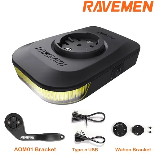 RAVEMEN FR300 FR160 Bike Daytime Headlight AOM01 Mount Compatible with Garmin Wahoo GPS Bike Safety Side Visibility Front Light