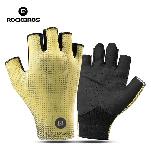 ROCKBROS Half Finger Gloves Summer Bicycle Gloves Anti-Slip Shock-Absorbing Cycling Fingerless Breathable Gym Gloves