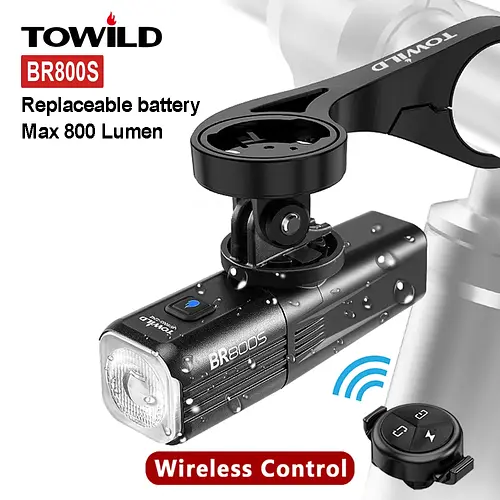 TOWILD BR800S Bicycle Light 800LM Bike Light Battery replaceable Aluminum Front Lamp Type-C Charging Mtb Road Cycling Headlights