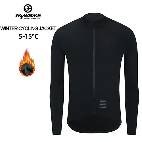 YKYWBIKE WINTER JACKET Thermal Fleece Men Cycling jacket Long Sleeve Cycling Bike Clothing black 사이클링 겨울 재킷