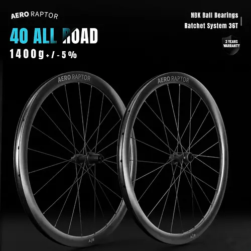 AERORAPTOR 40 ALL ROAD Carbon Gravel Wheelset 40mm Disc Brake Tubeless Carbon Wheels 36T Ratchet Cycling Wheel AERO418 Spoke