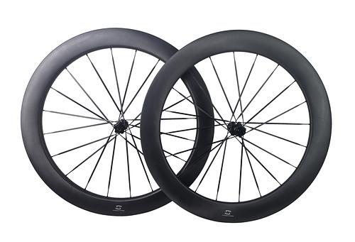 XMCS Carbon Speed T1100 carbon 700C front 60 depth 24 internal wide rear 65 depth 26 internal wide road/gravel bike wheelsets with 20/20H straigh