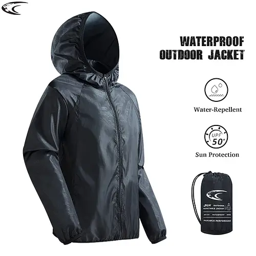 LNGXO Men's Women's Waterproof Hiking Jacket Quick Dry Sun Protection Windbreaker Camping Hunting Climbing Outdoor Rain Coat