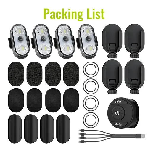 PIDZOOM Wireless LED Lights Fast USB-C Charging perfect for cars, bikes, motorcycles, drones RG5 4 Lights 4 Quick Release Bases