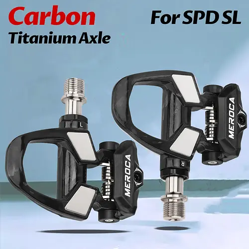Carbon Road Bike Pedals Titanium Axle Pedal Ultralight Clipless Racing Bike Clit Pedal For Shimano Spd Sl Pedals Lock Clips