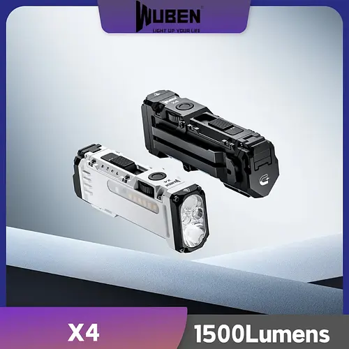 X4 WUBEN EDC Protable EDC Flashlight 1500Lumens. USB-C Rechargeable ,White+RGB Light, Include Battery