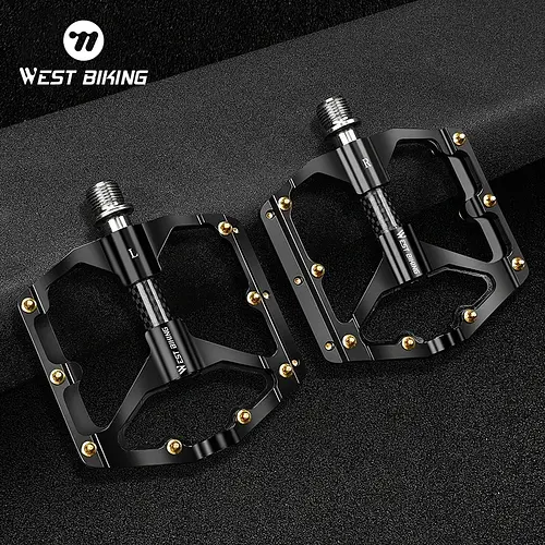 WEST BIKING Carbon Fiber Pedal Road Bicycle Pedal 3 Bearing Aluminum Alloy Anti-skid Mountain Bicycle Pedal Bicycle Accessories