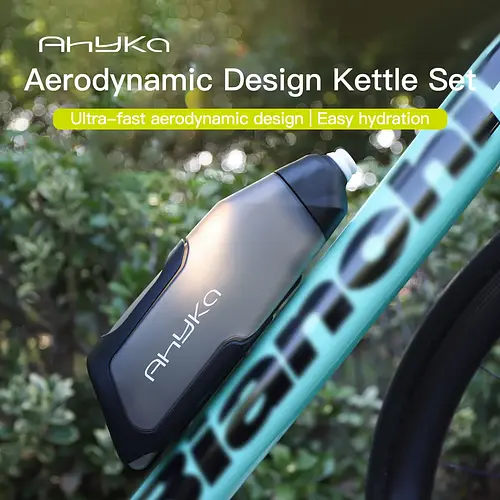 AhyKa Bicycle 600ml Aerodynamic Water Bottle Bracket Set Bike Water Bottle MTB Road Bike Frame Down Tube Riding Water Kettle