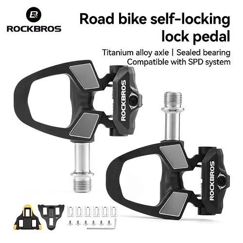 ROCKBROS Bicycle Pedals Lightweight Carbon Fiber Self-Locking Pedals With Cleats SPD Waterproof Sealed Bearing Road Bike Pedals