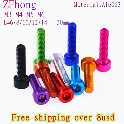 10pcs din912 M3 M4 M5 M6 colourful aluminum hex socket cap head machine screw 13