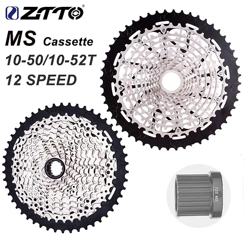 ZTTO Ultraleichte MS-Kassette MTB 12-Gang 10-50T Micro 10-52T Kettenrad Spline 12s Kassette 10-52T 375g MS Hub M7100 M8100 M9000