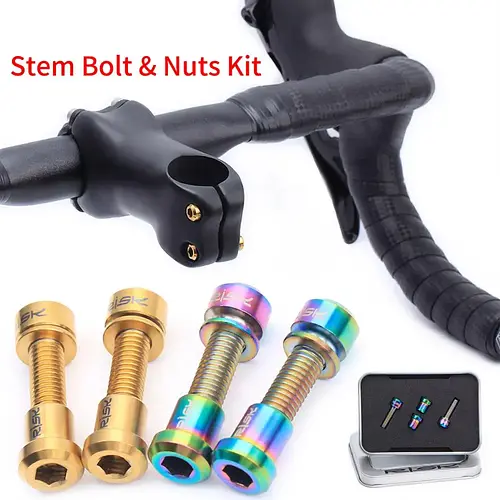4pcs Carbon Fiber Stem Bolts Titanium Alloy Mountain Road Bike Stem Screw Nut Kits Bicycle Accessories