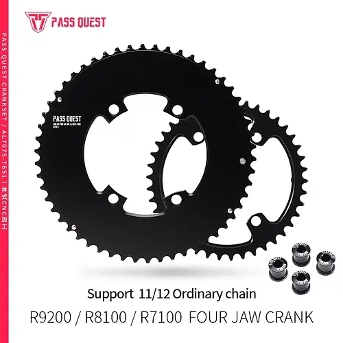PASS QUEST 110BCD 2X Double Chainring AERO Sprocket for SHIAMNO DURA-ACE R9200 ULTEGRA R8100 105 R7100 11S 12S 4 BOLT Chainring