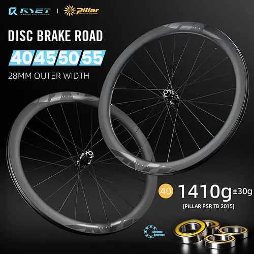RYET Disc Brake Road Bike Carbon Wheels Ceramic Tubless CLincher Disc Cycling Wheelsets Pillar Spoke 1423 2015 Bicycle Rimset