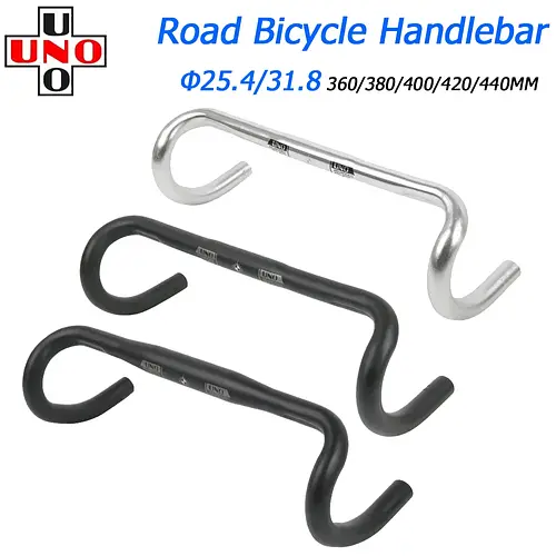 UNO UltraLight Racing Road Bike Handlebar Bent Bar 25.4/31.8MM 360/380/400/420/440/460MM 6061 Aluminum Alloy Stem Handlebar