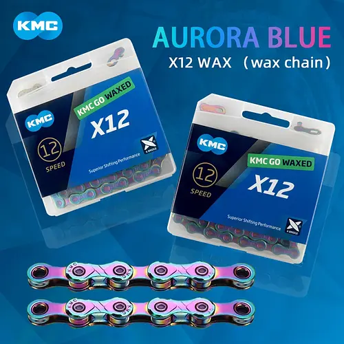 KMC Go Waxed X12 MTB Chain 12 Speed 126 Links Bicycle Current 12V Mountain Bike Chains 12S Aurora Blue Cycling Accessories