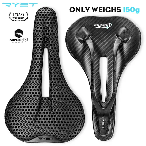 RYET Carbon 3D Printed Saddle Ultralight Bicycle Seating Cushion Men Women Bike Saddles Road MTB Mountain Gravel Cycling Parts