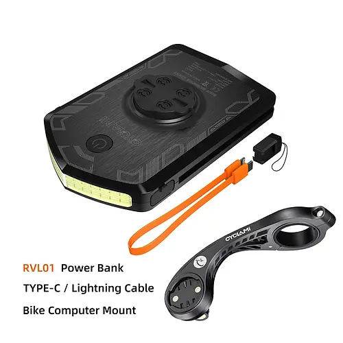 CYCLAMI RVL01 Bicycle Light Cycling Headlight 5000mAh Type-C Charging Front Lamp For Garmin XOSS IGS Computer Lights Charging